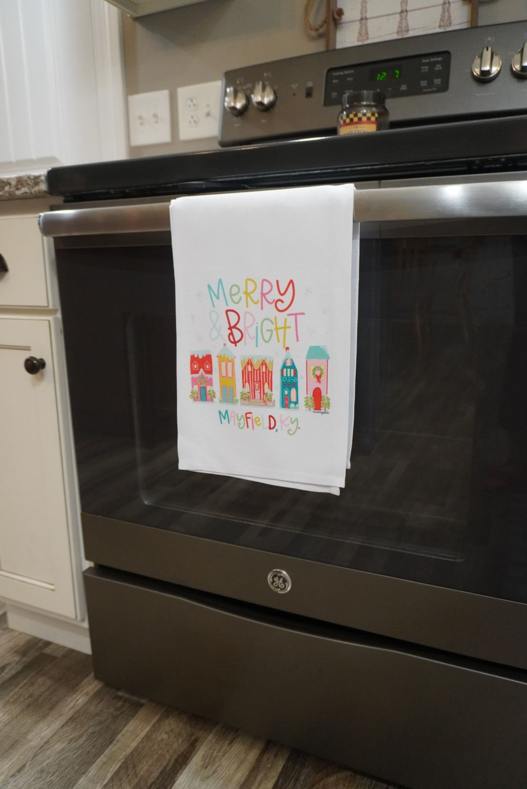 Merry & Bright Town Tea Towel