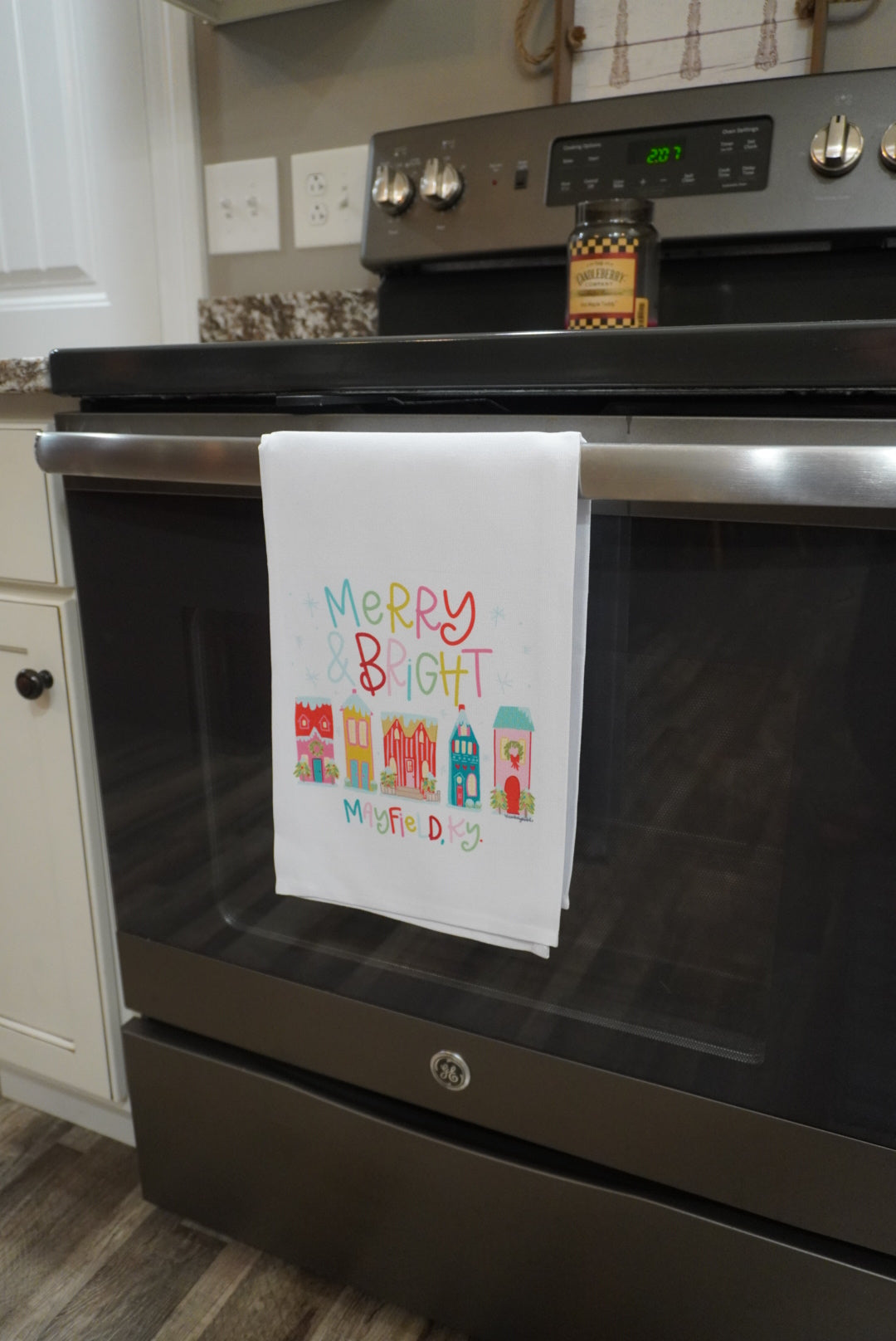 Merry & Bright Town Tea Towel