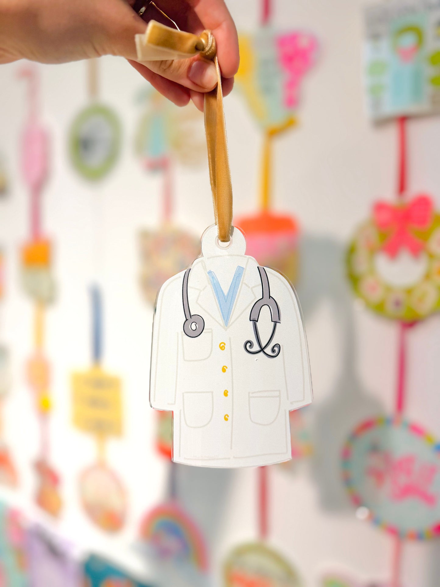 Doctor Acrylic Ornament featuring a white coat and stethoscope