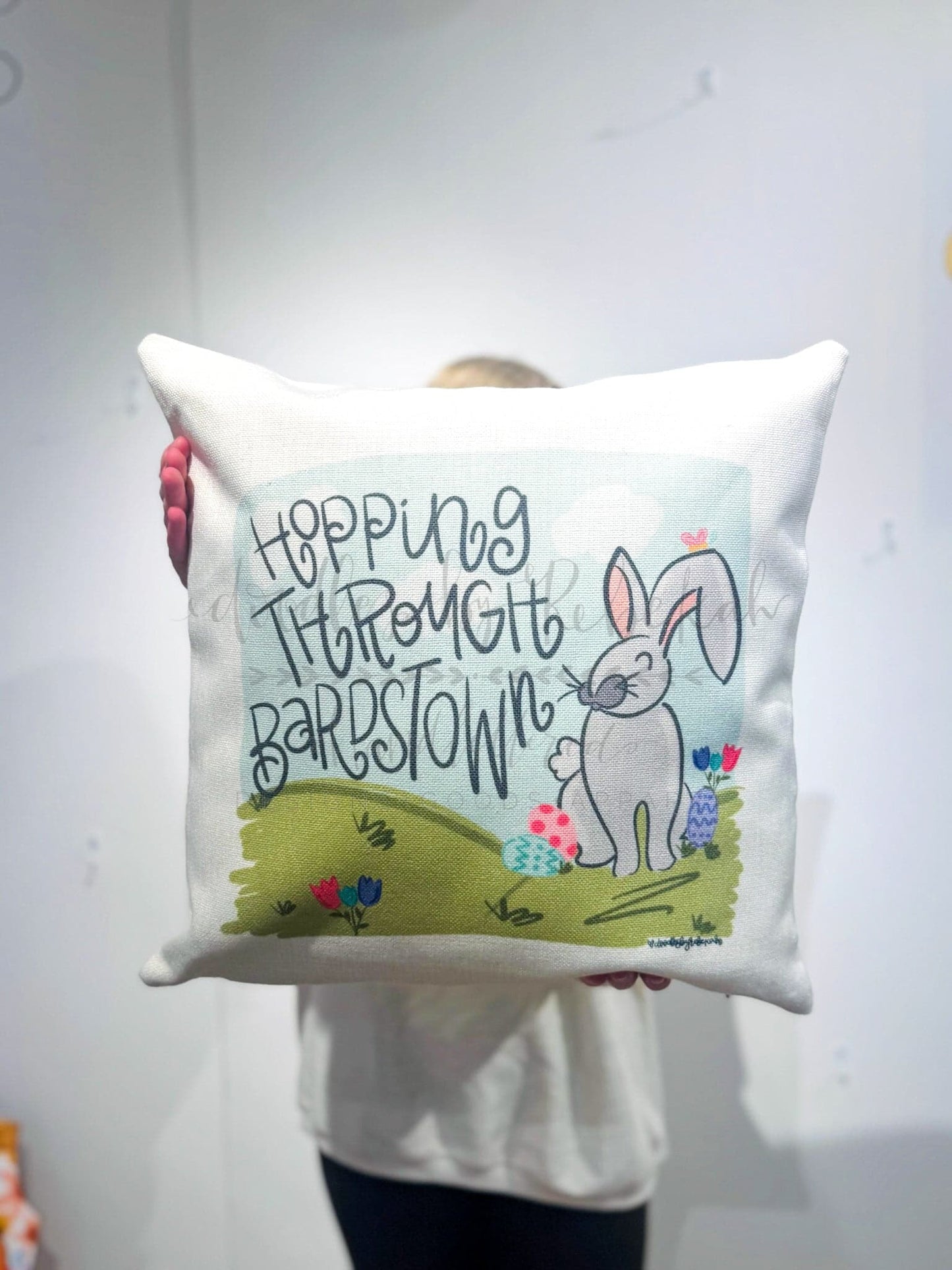 Hopping Through Custom Town Name Pillow - Pillow