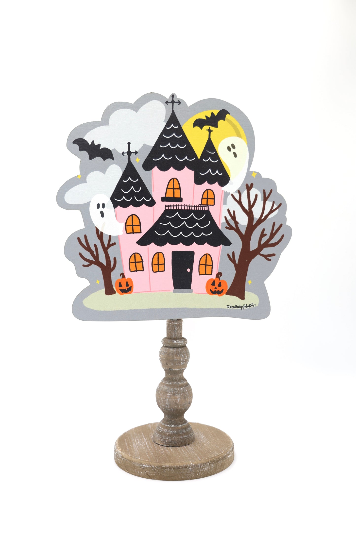 Pink Haunted House with Ghosts Topper