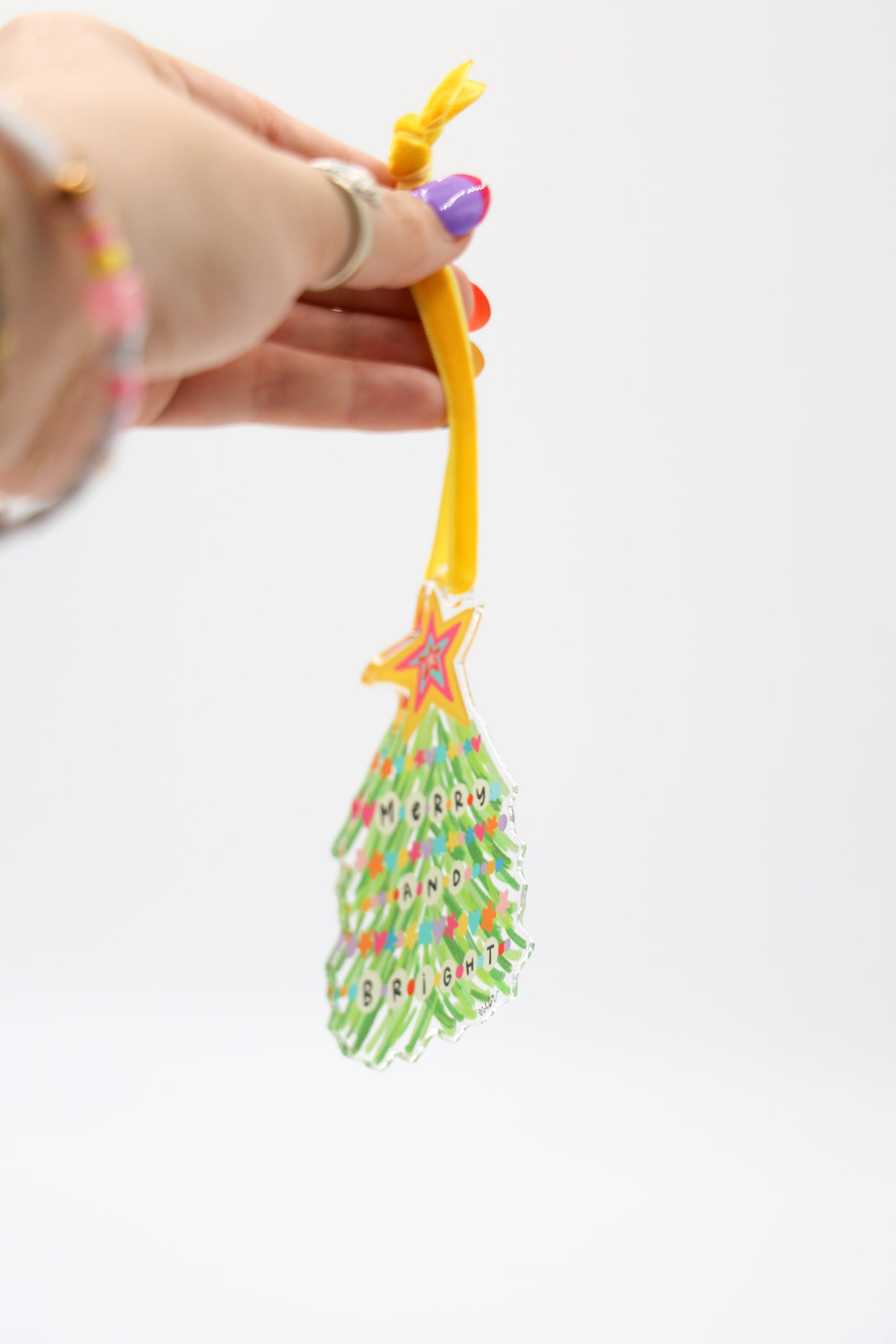 Merry and Bright Friendship Bracelet Acrylic Ornament