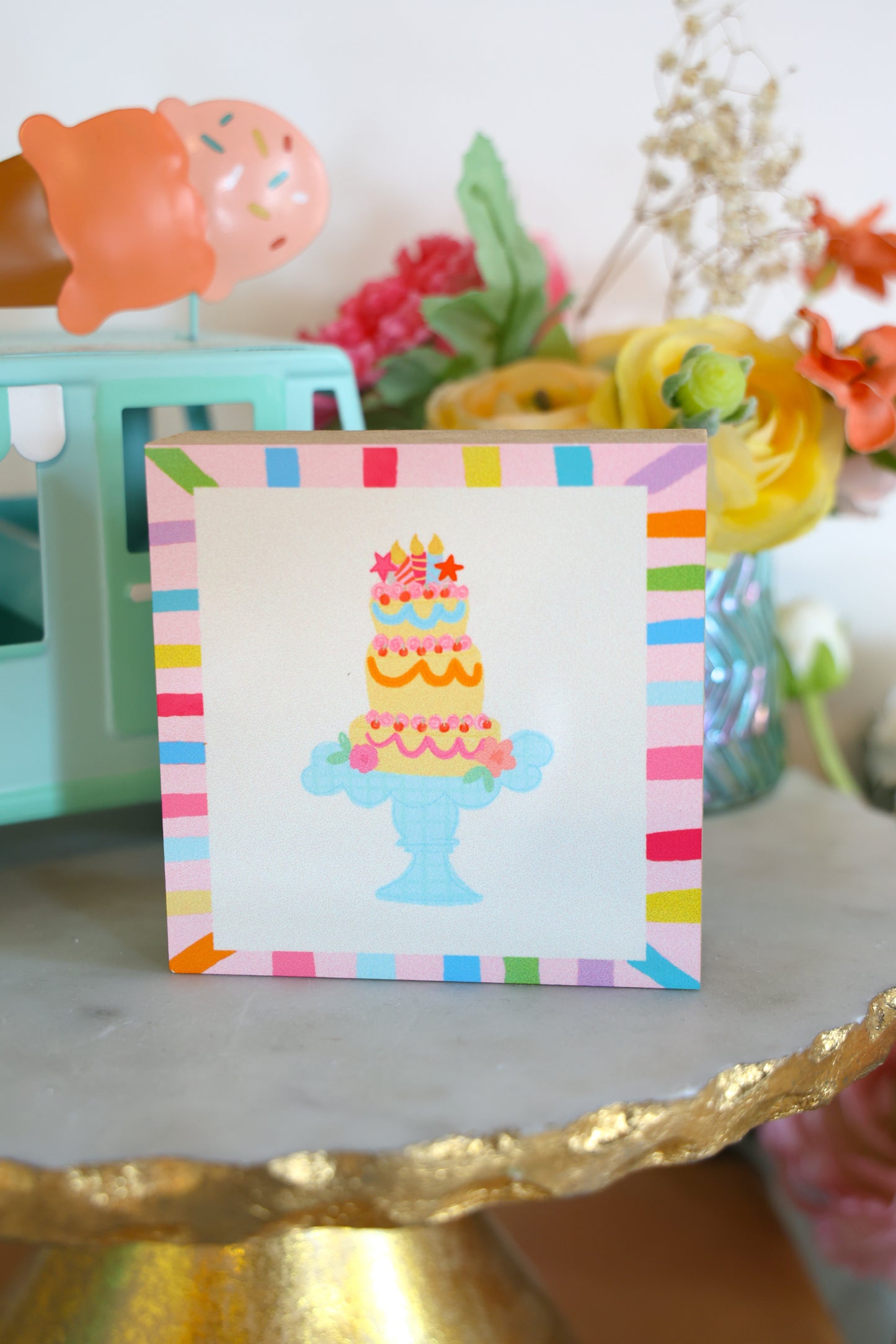Colorful Tiered Cake 4x4 Block