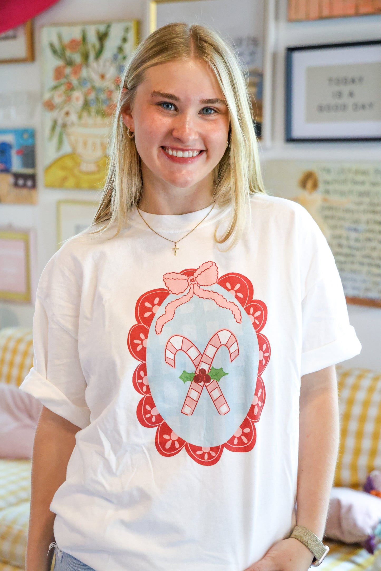 Scallop Candy Canes White Tee
