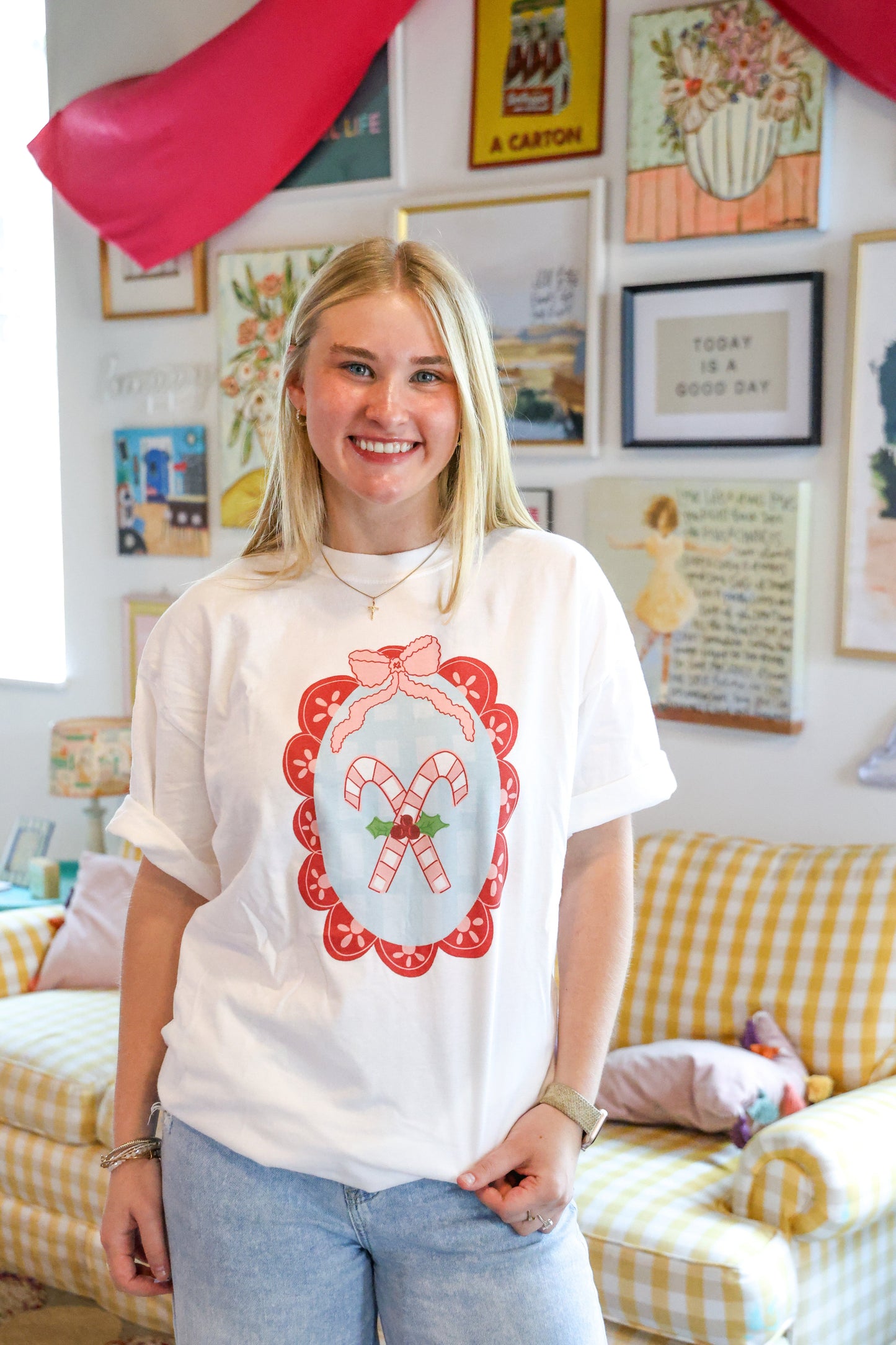 Scallop Candy Canes White Tee