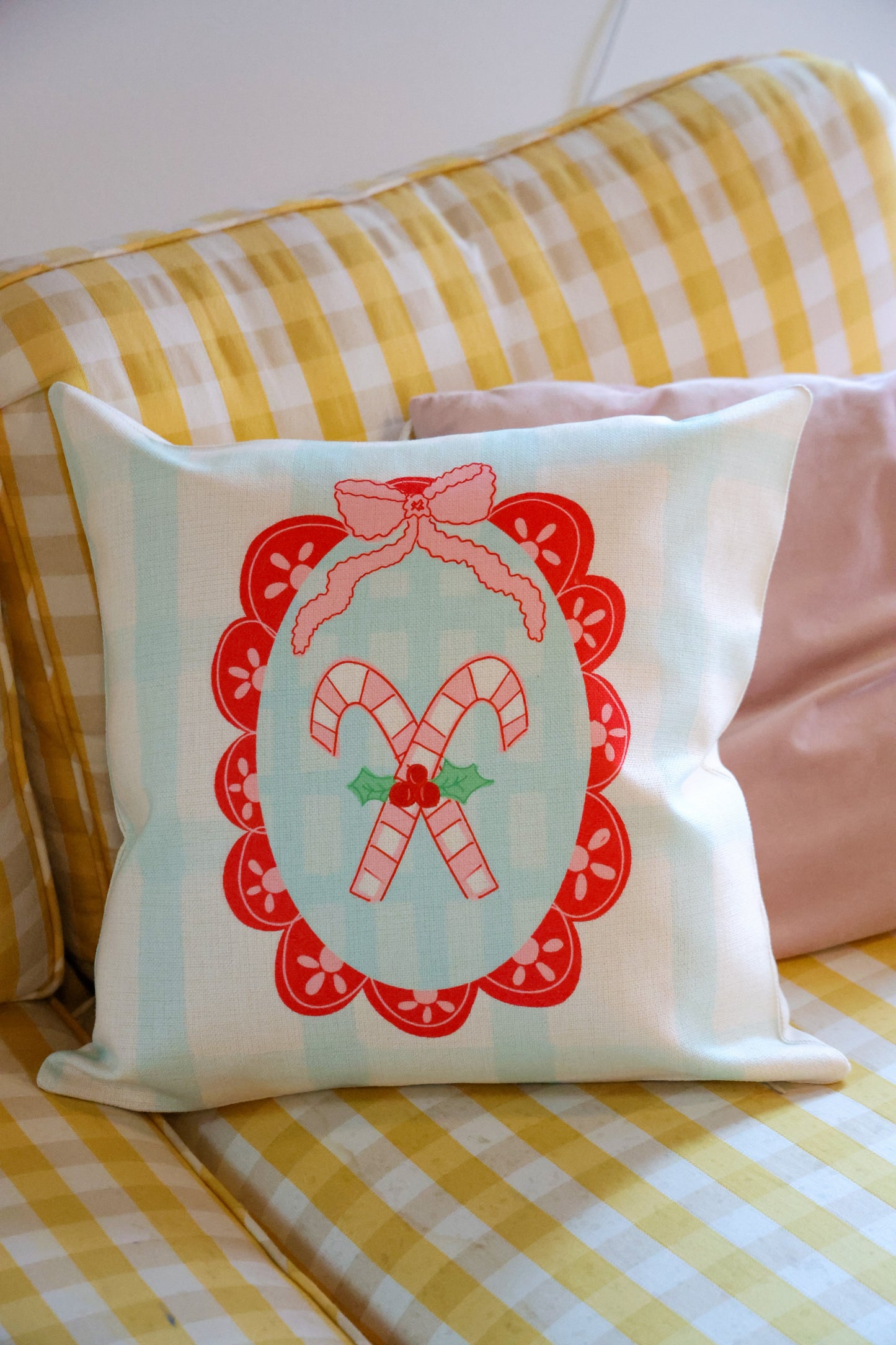 Scalloped Candy Cane Pillow