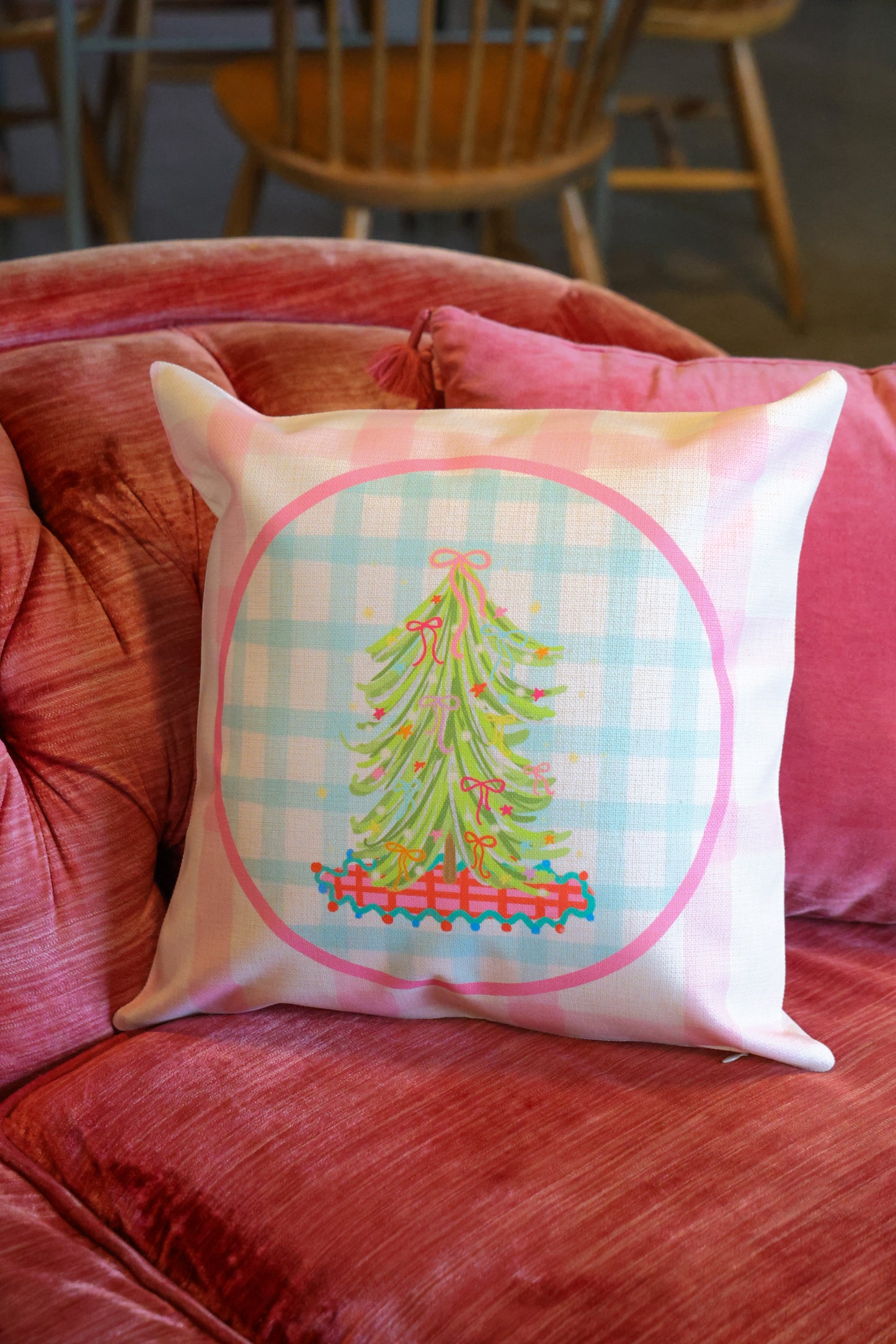 Bow Tree Circle Pillow