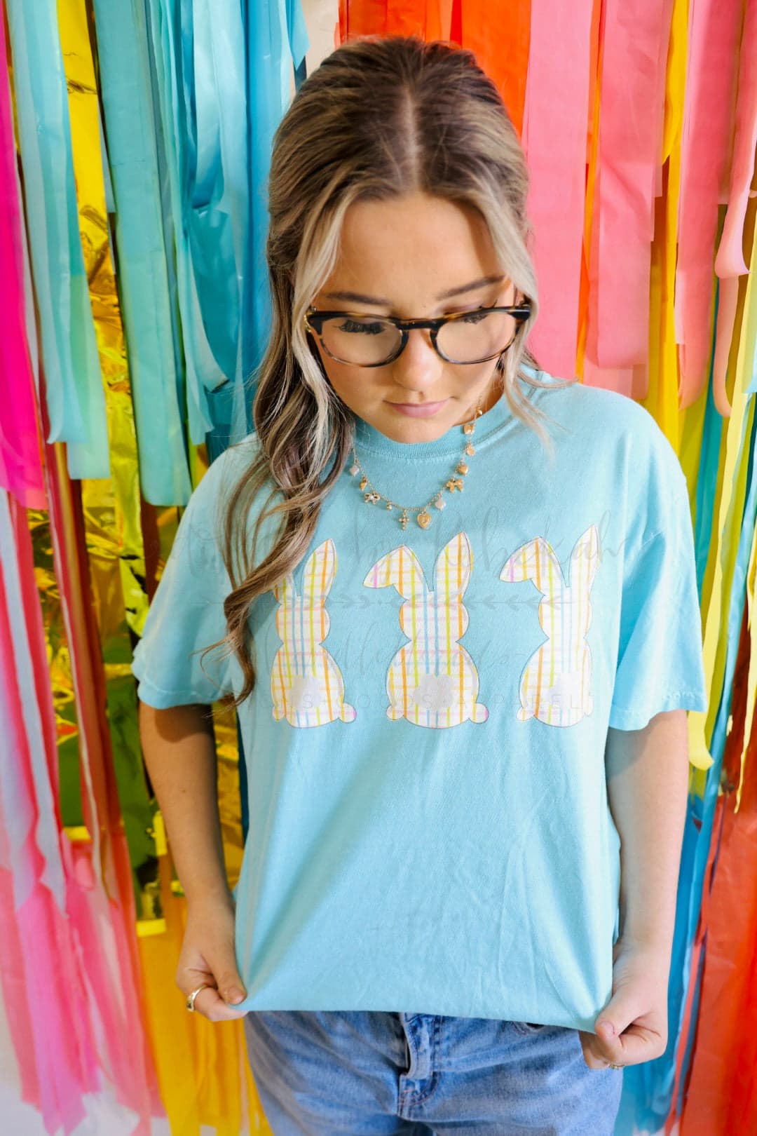 3 Gingham Bunny Chalky Mint Tee - Tees