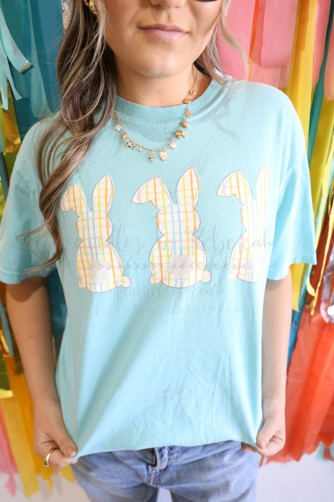 3 Gingham Bunny Chalky Mint Tee - Tees