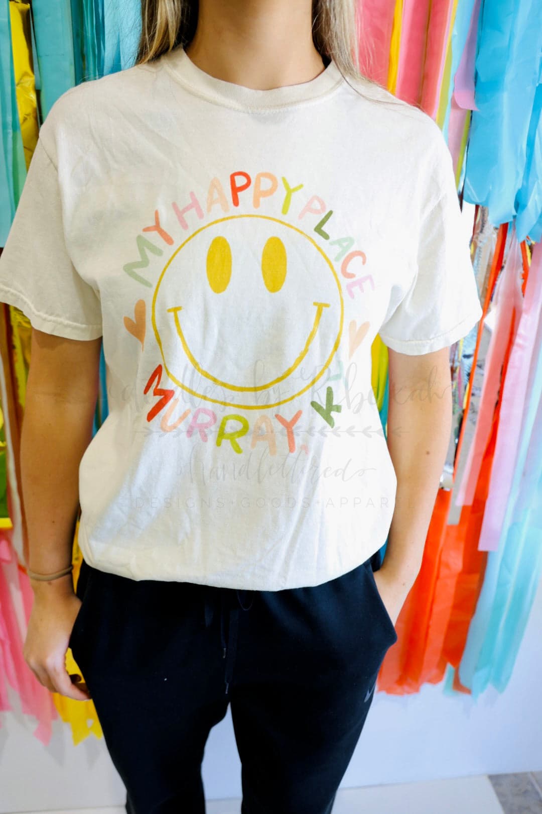 Happy Place Smiley Custom Name Tee