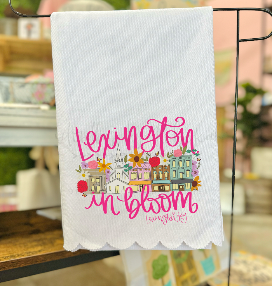 *Custom Name* In Bloom Scalloped Tea Towel
