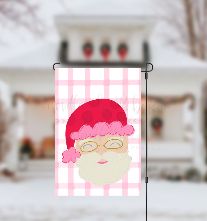 Pink and Red Santa Garden Flag