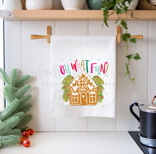 Oh What Fun Gingerbread Tea Towel
