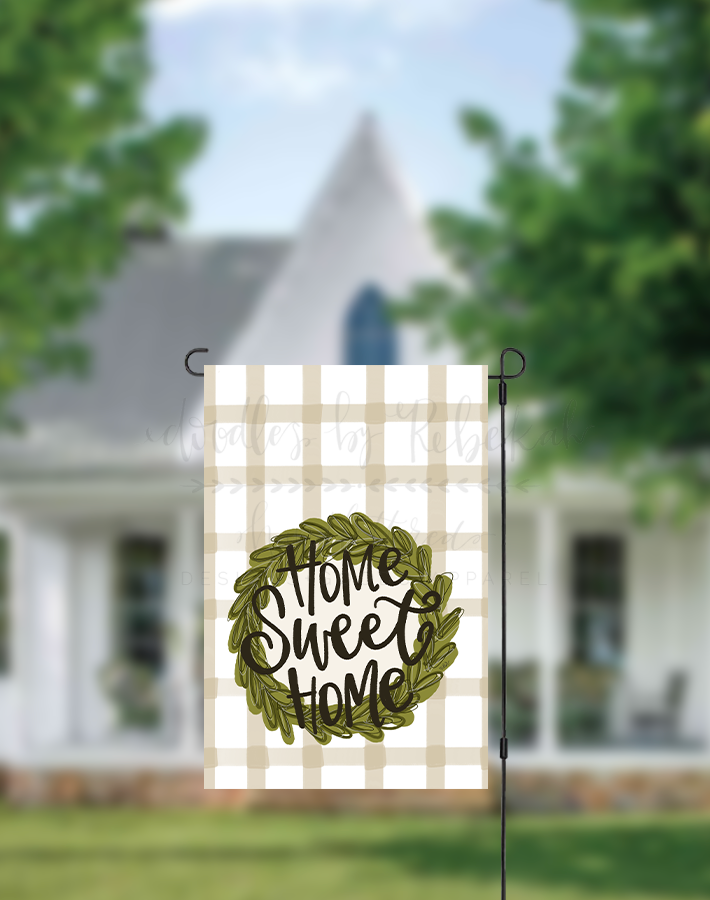 Home Sweet Home with Wreath Garden Flag