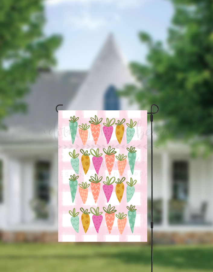Gingham Easter Carrots Garden Flag