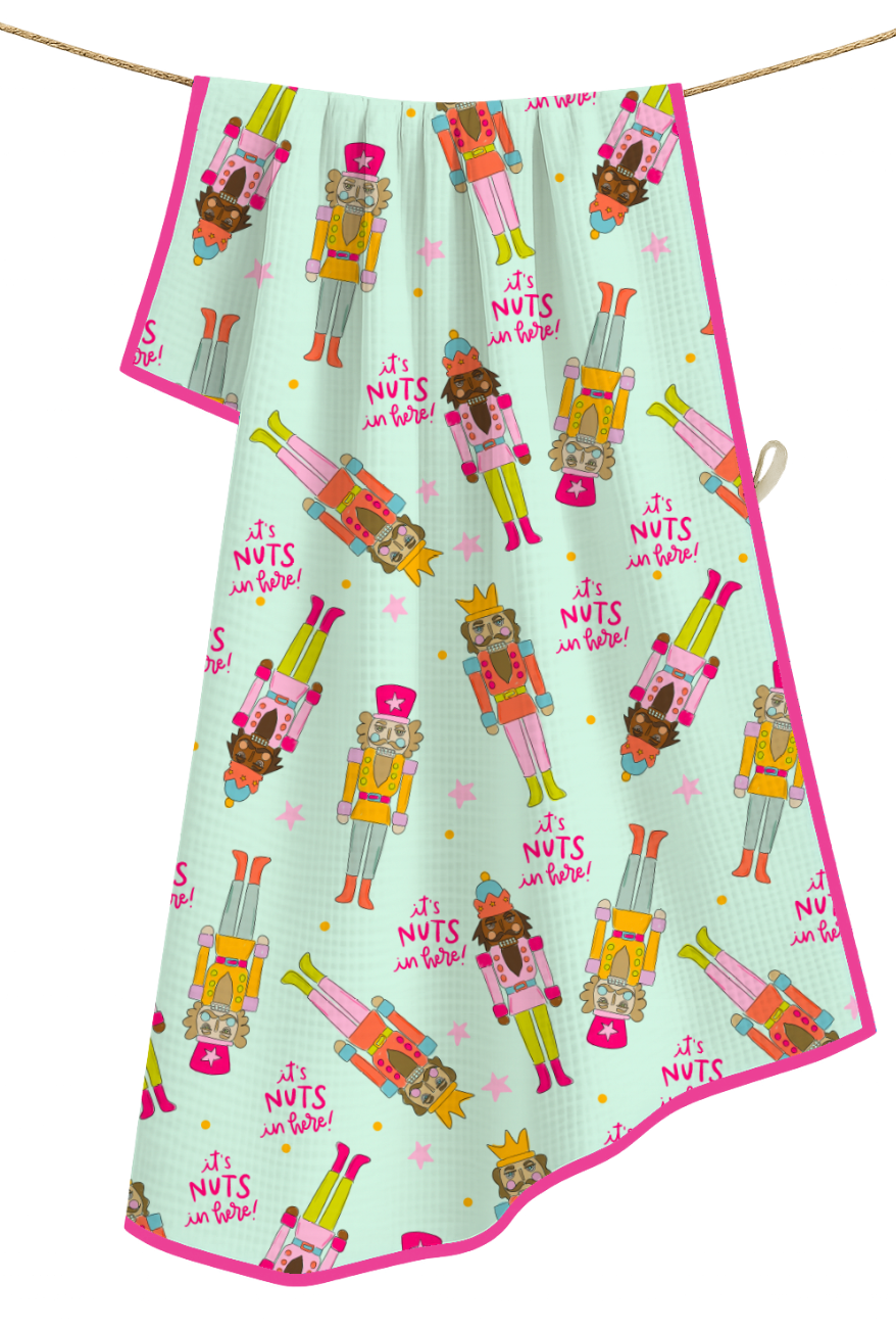 It's Nuts in Here! Nutcracker- Microfiber Waffle Weave Tea Towel
