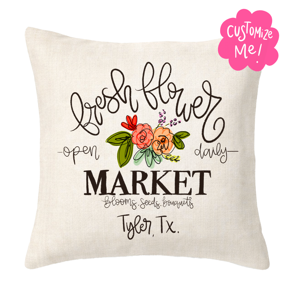 Fresh Flower Market Custom Town Square Pillow