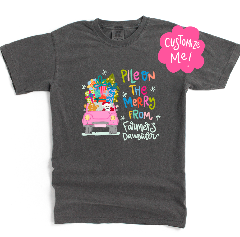 Gray t-shirt with Christmas-themed graphic and text on a white background