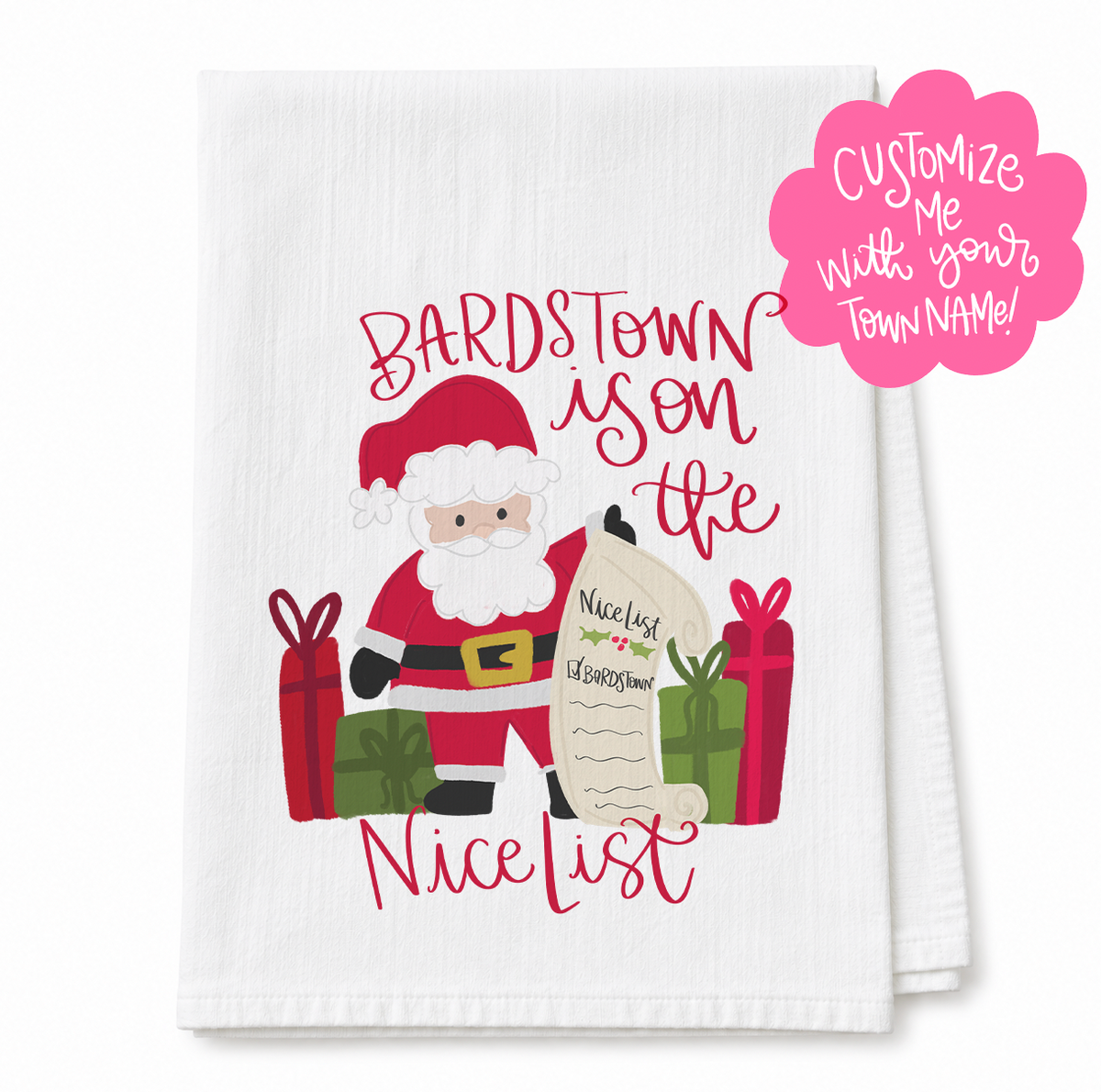 Nice List Custom NameTea Towel