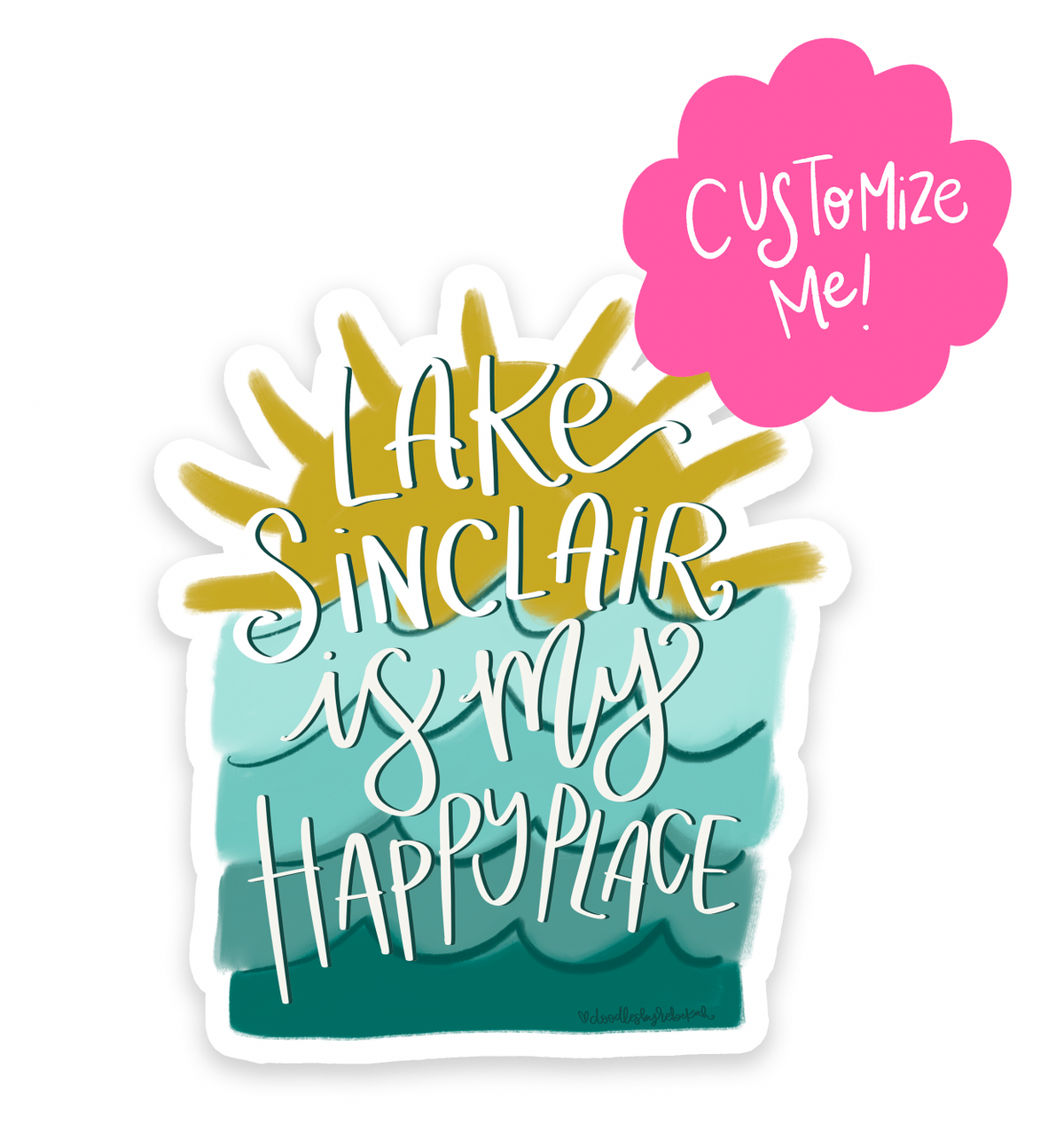 Happy Place Lake- *Custom Name* Sticker