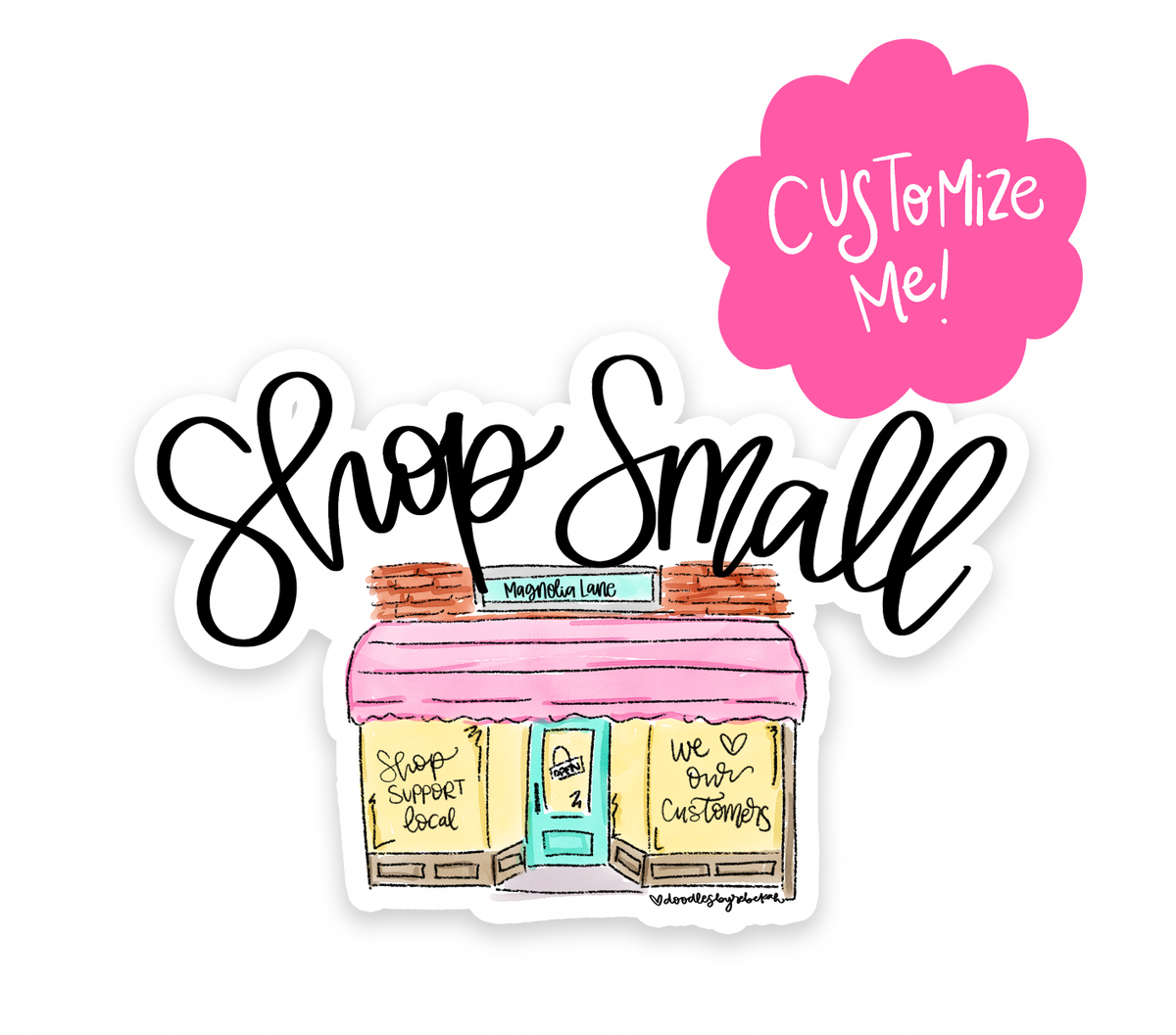 Shop Small Storefront Black *Custom Name* Sticker