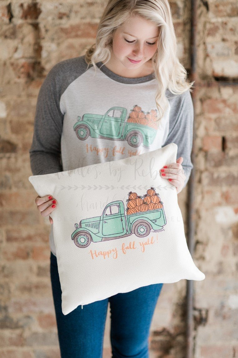 Happy Fall Y'all! Pillow - Doodles by Rebekah