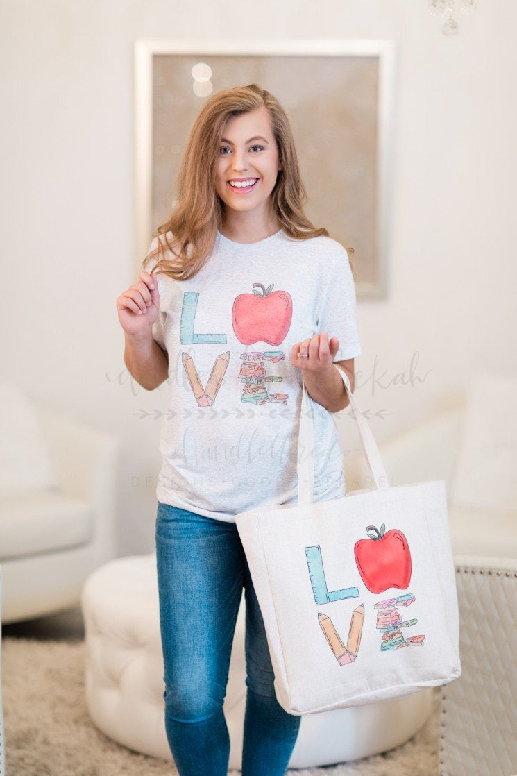 ‘LOVE’ Back to School Tote - Doodles by Rebekah