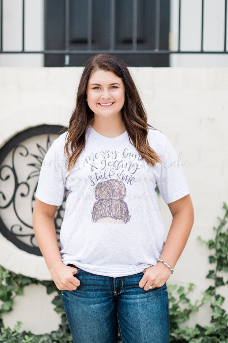 Messy Bun Tee - Doodles by Rebekah