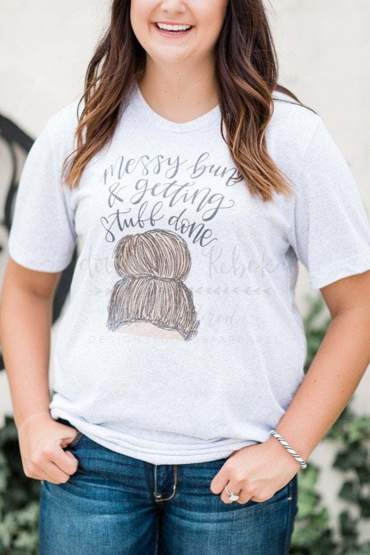 Messy Bun Tee - Doodles by Rebekah