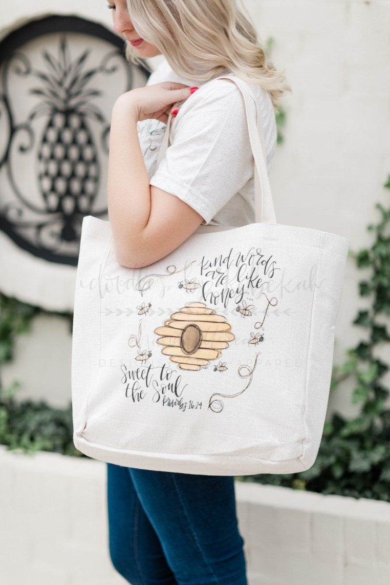 Kind Words Like Honey Tote - Doodles by Rebekah
