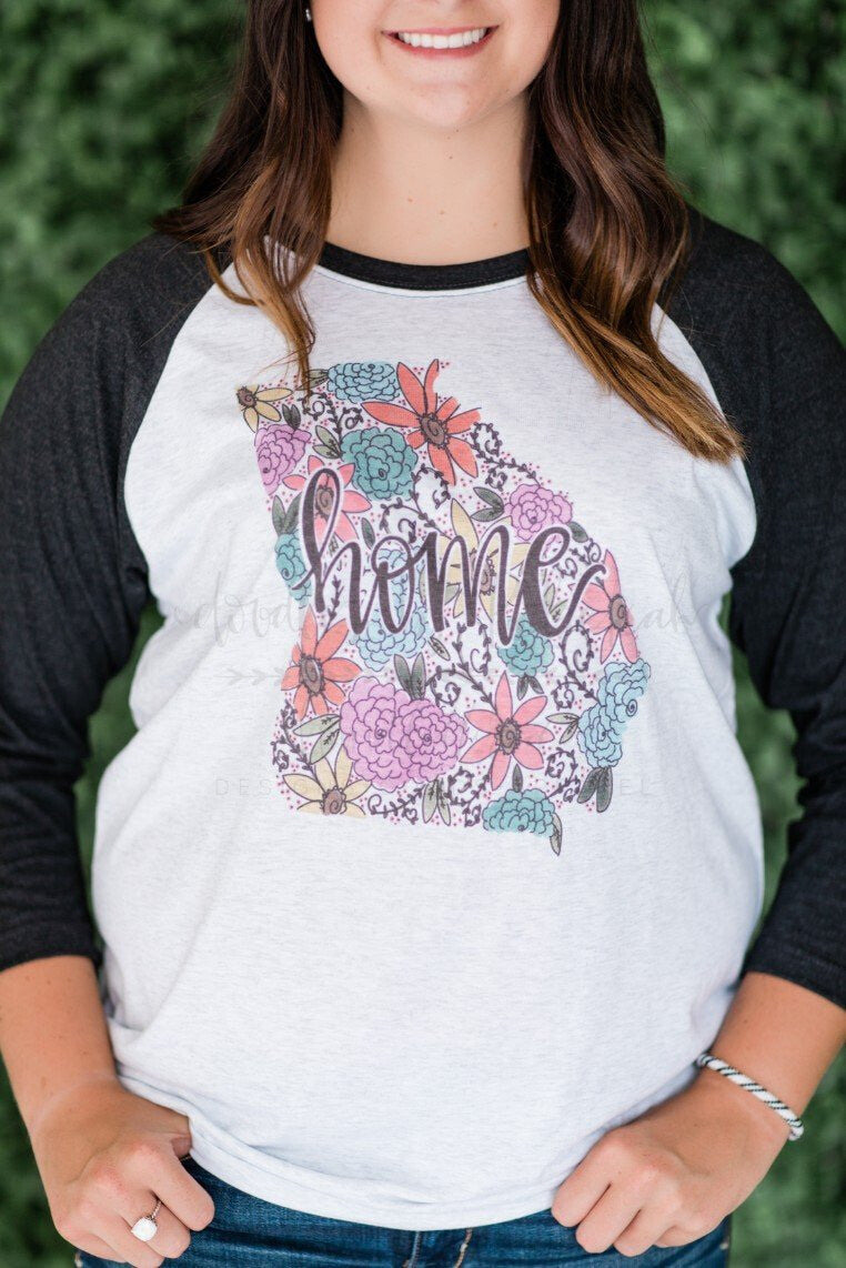 Georgia Floral Baseball Tee - Doodles by Rebekah