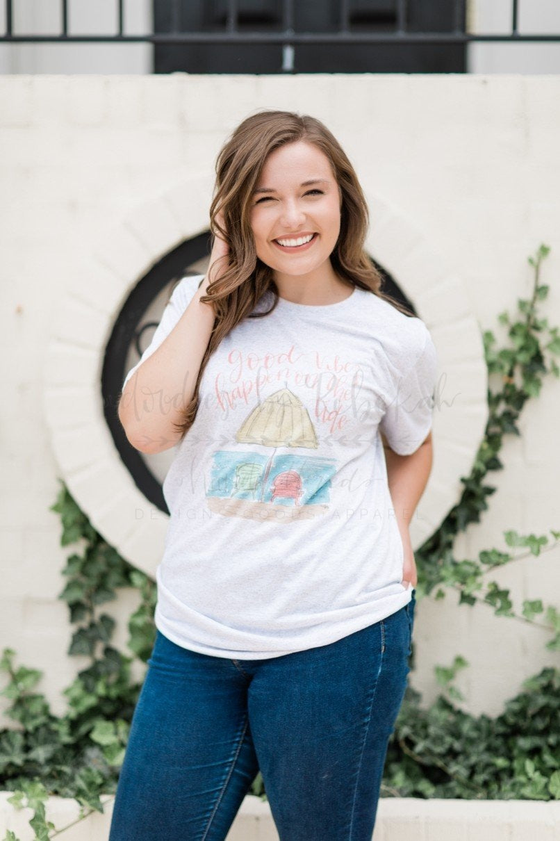 Good Vibes Happen On The Tide Tee - Doodles by Rebekah
