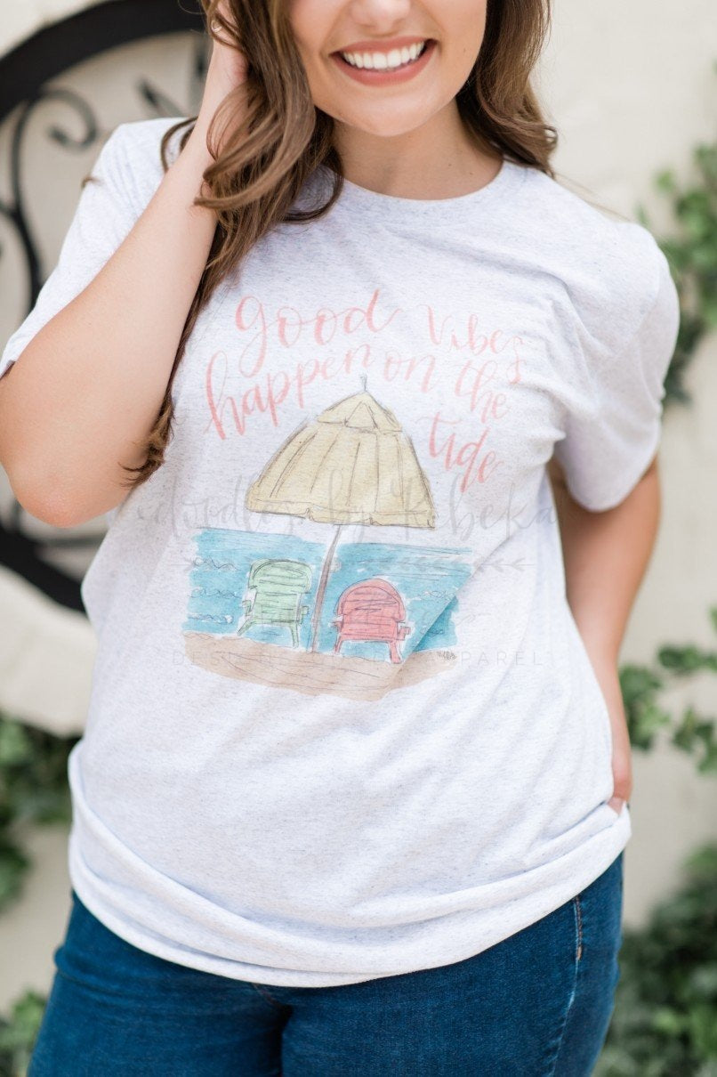 Good Vibes Happen On The Tide Tee - Doodles by Rebekah
