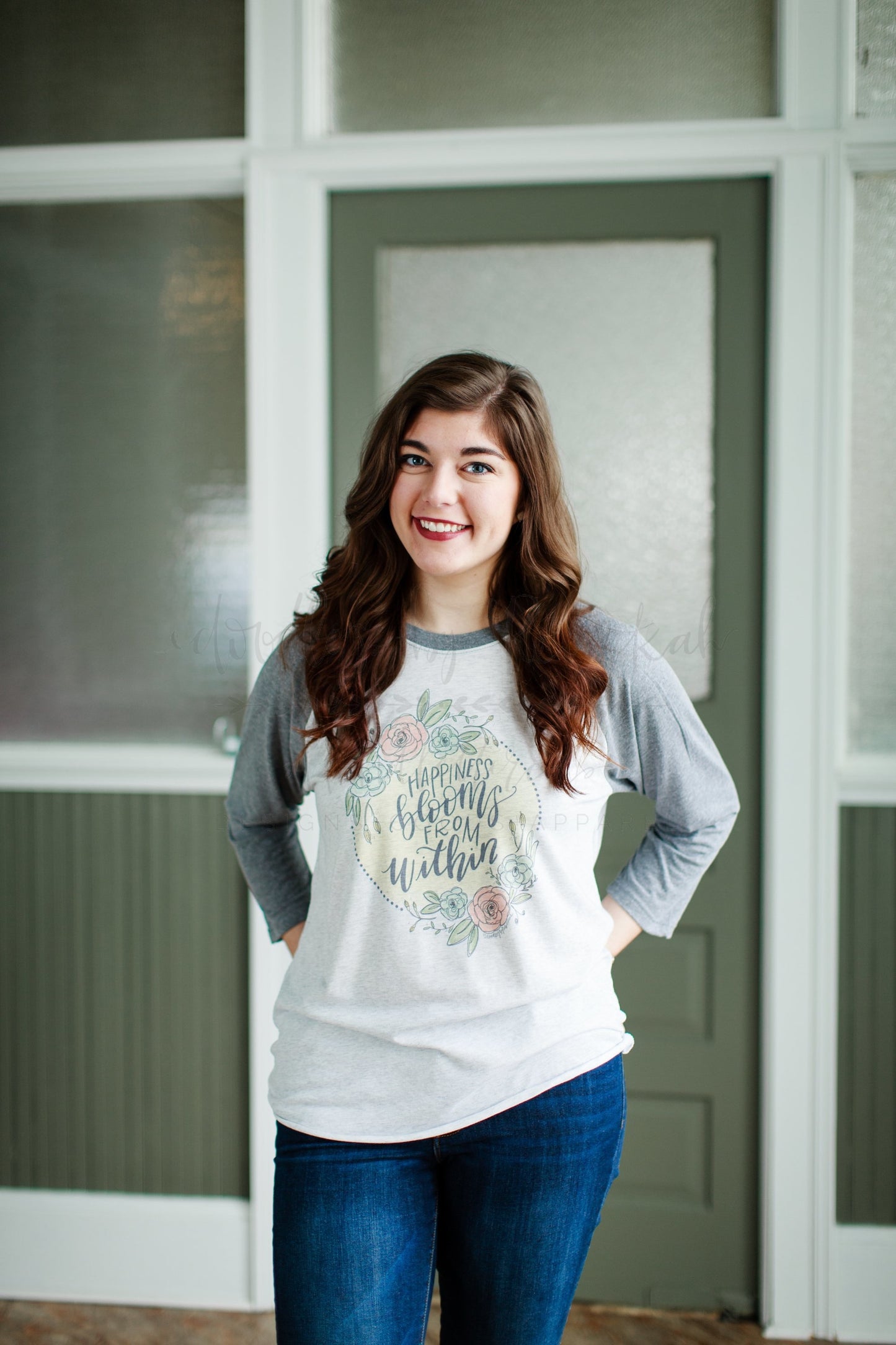 Happiness Blooms From Within Raglan - Baseball Tee