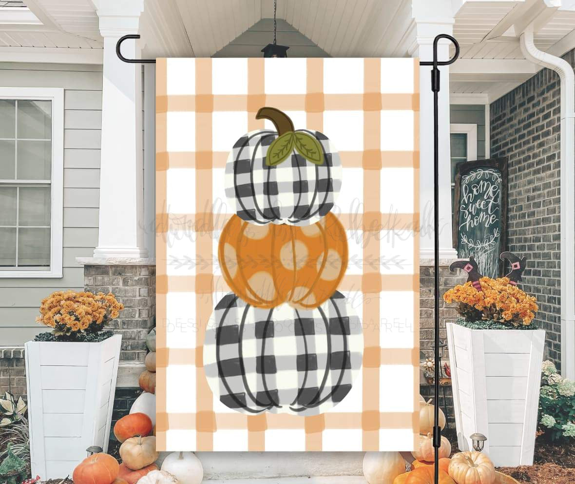 Ginghma Pumpkin Stack Garden Flag - Garden Flag