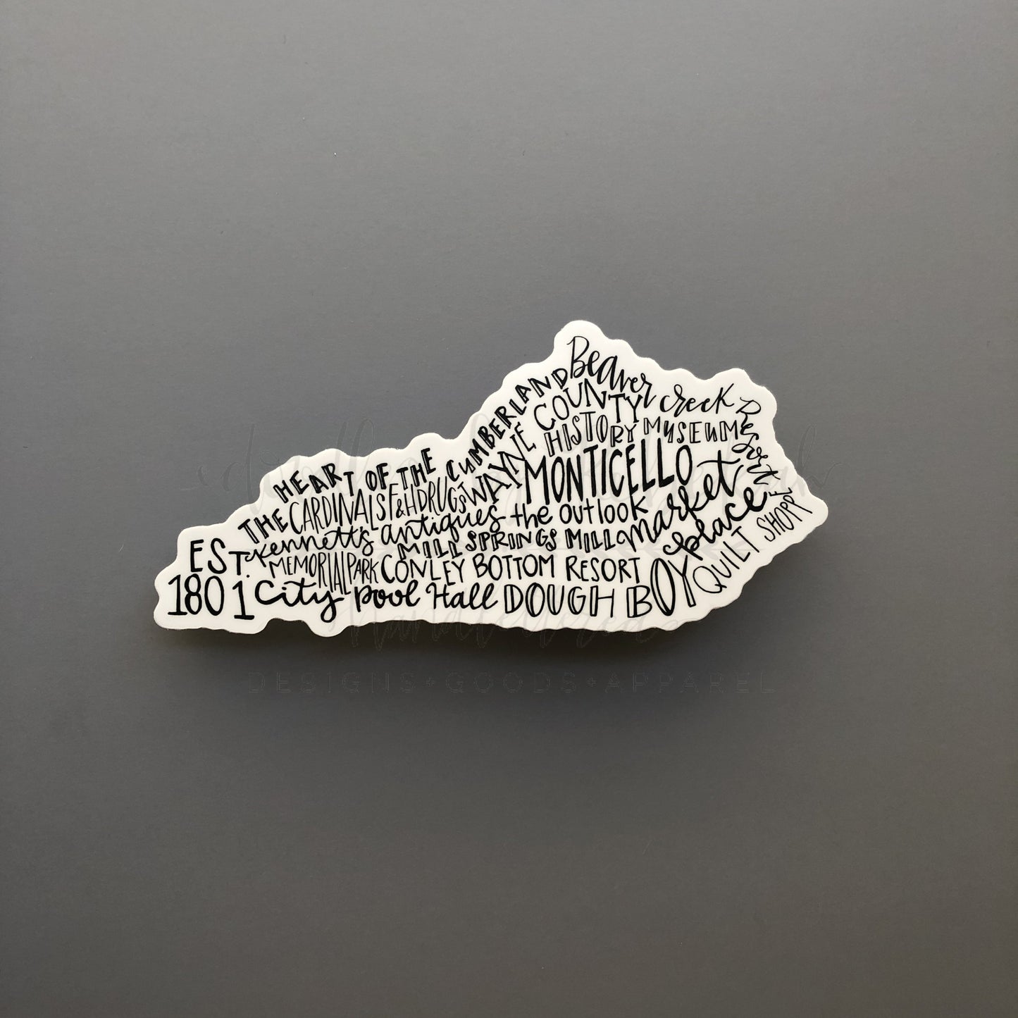 Monticello, KY Word Art Sticker - Doodles by Rebekah