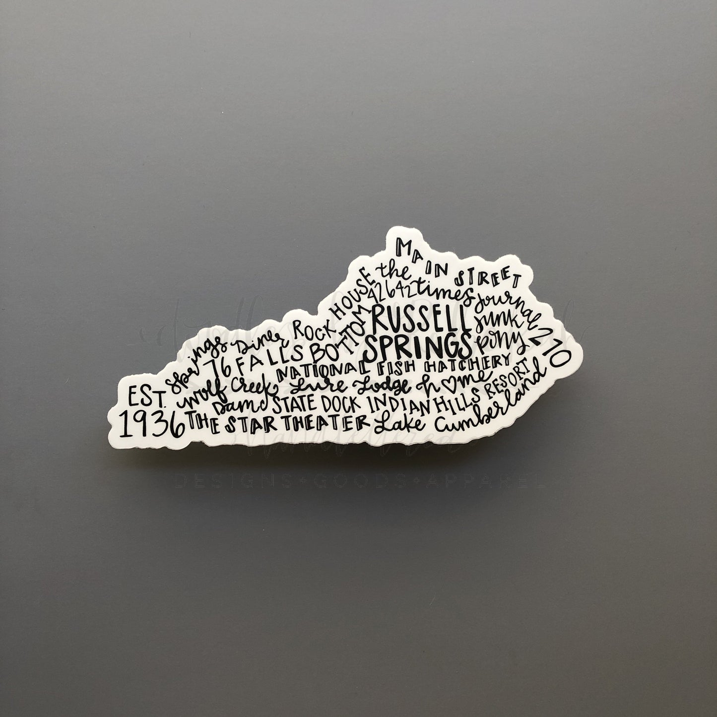 Russell Springs, KY Word Art Sticker - Doodles by Rebekah