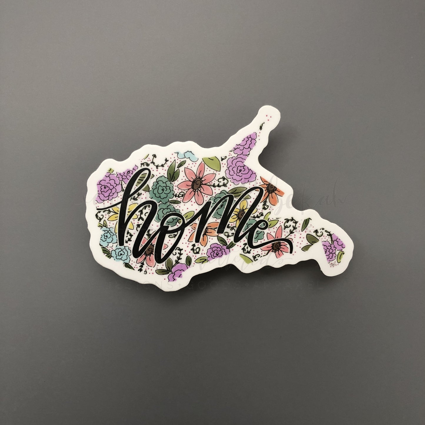 West Virginia Floral Home Sticker - Doodles by Rebekah