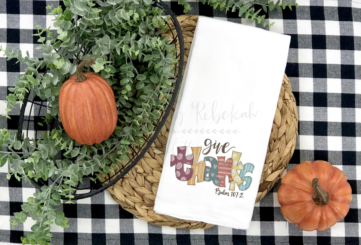 Give Thanks Tea Towel