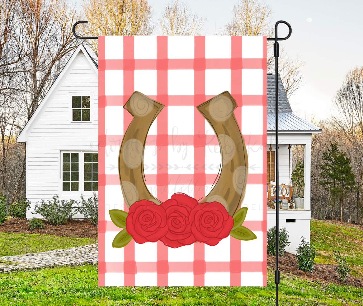 Derby Horseshoe Garden Flag