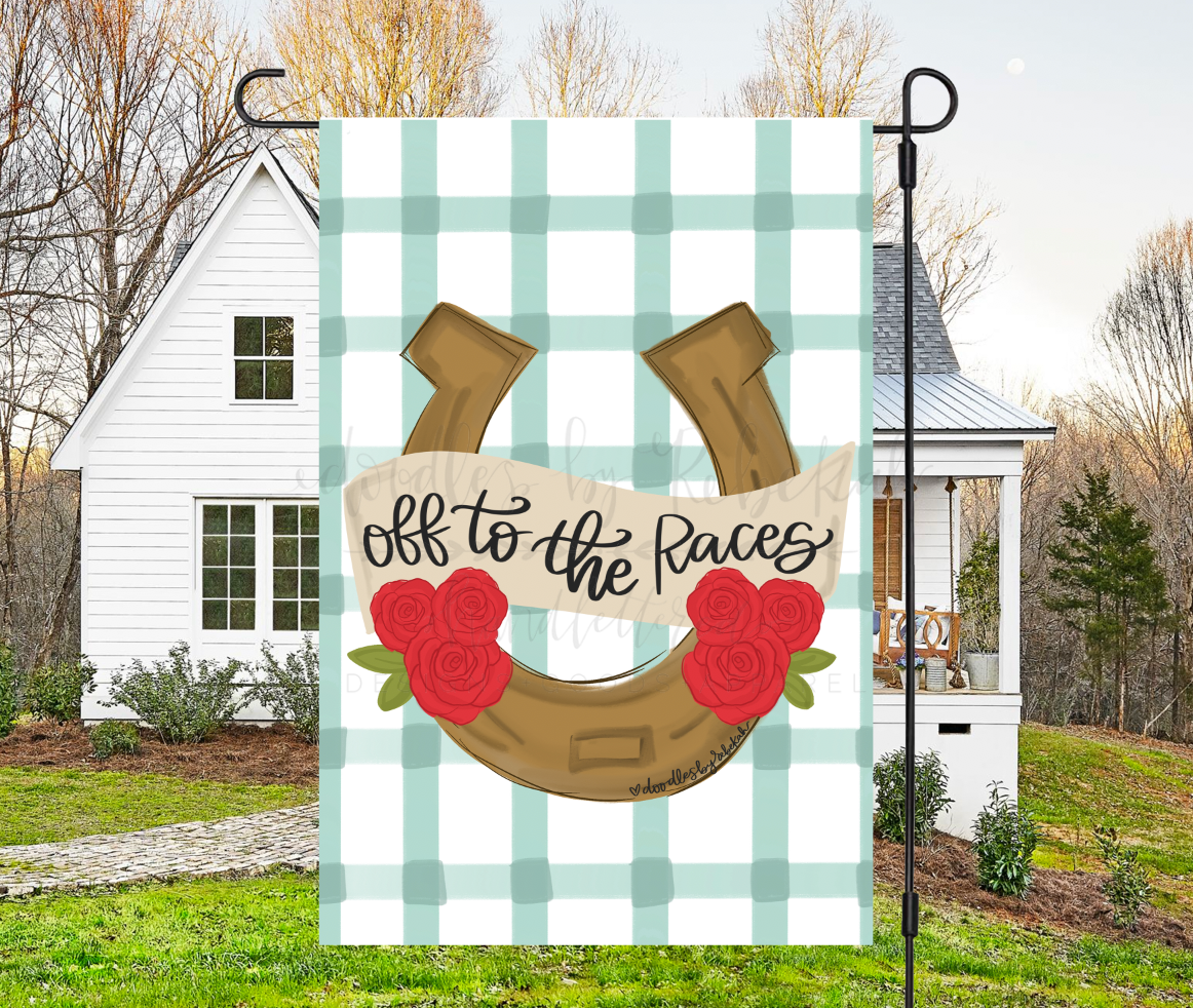 Off To The Races Garden Flag