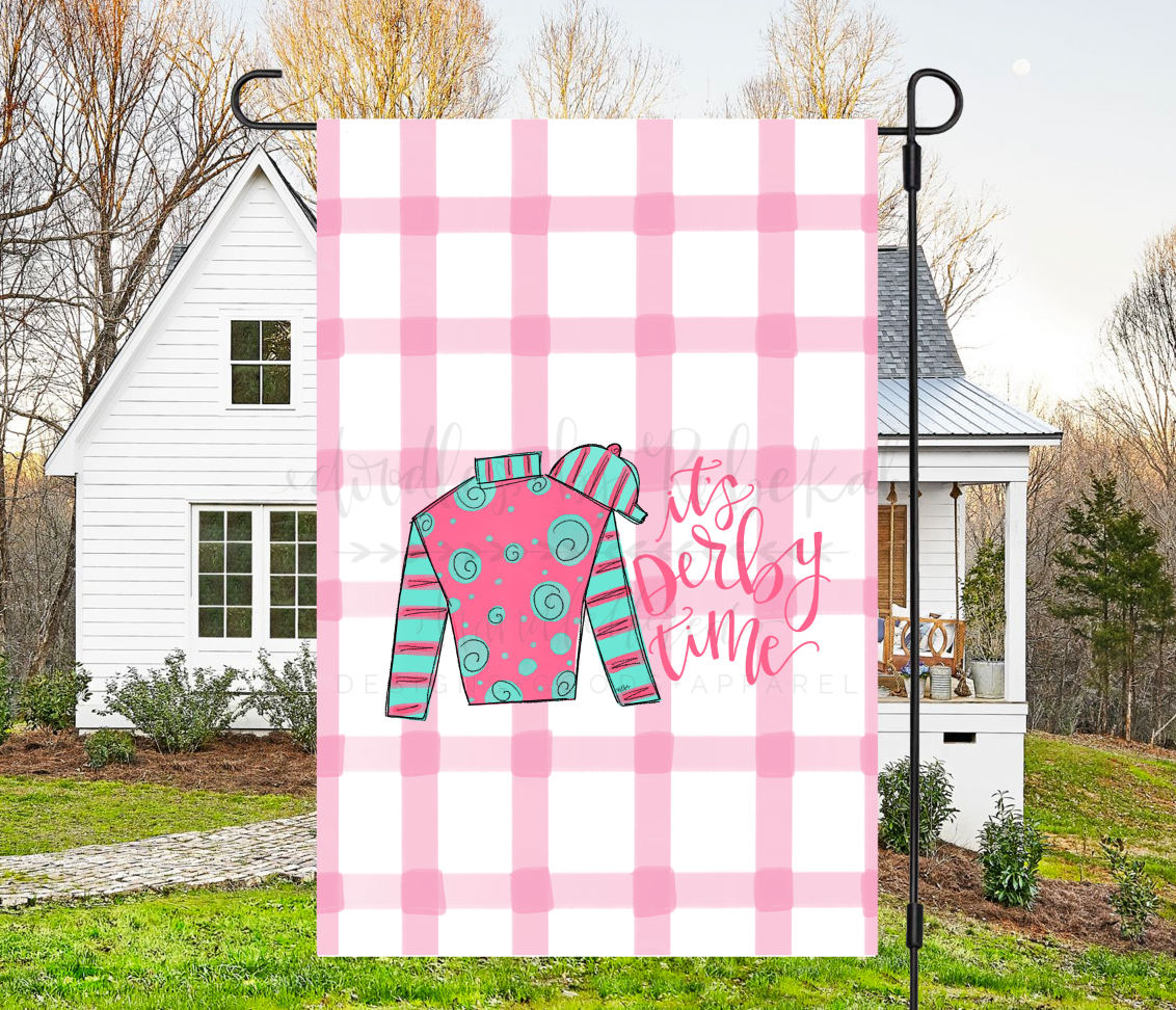 It's Derby Time Garden Flag