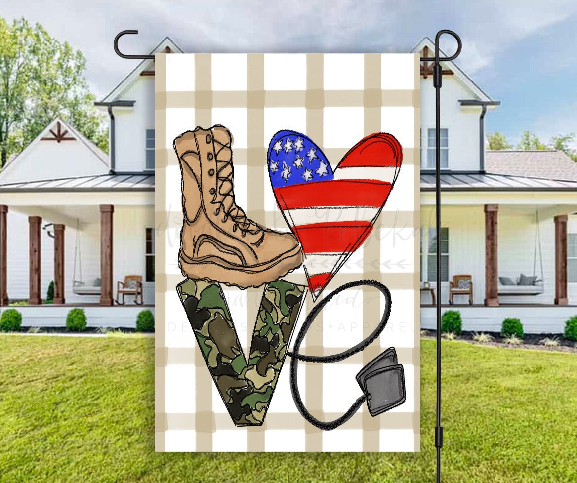 LOVE Military Garden Flag