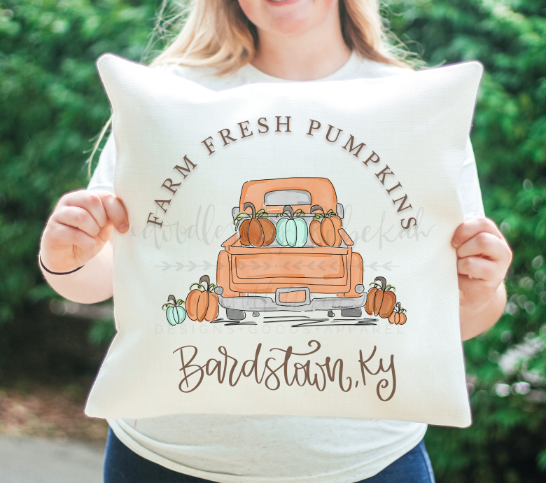 Farm Fresh Pumpkins Square Pillow