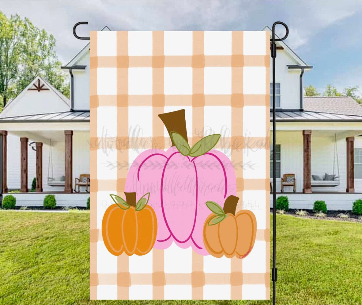 Pumpkin and Plaid Garden Flag - Garden Flag