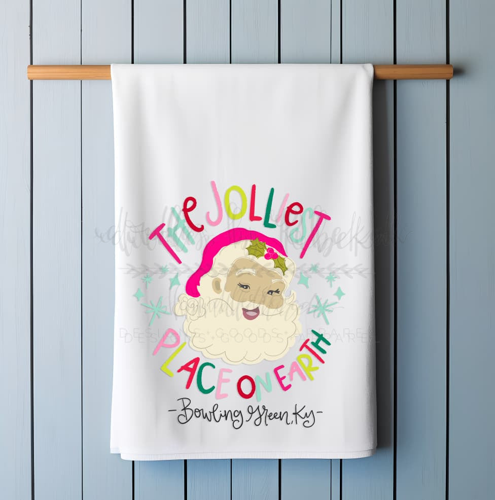 The Jolliest Place on Earth Custom Town Tea Towel - Tea Towels