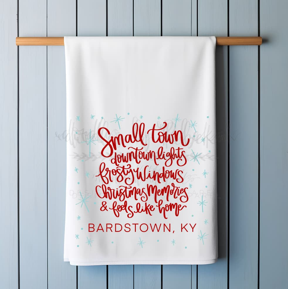 Small Town Christmas Custom Town Tea Towel - Tea Towels