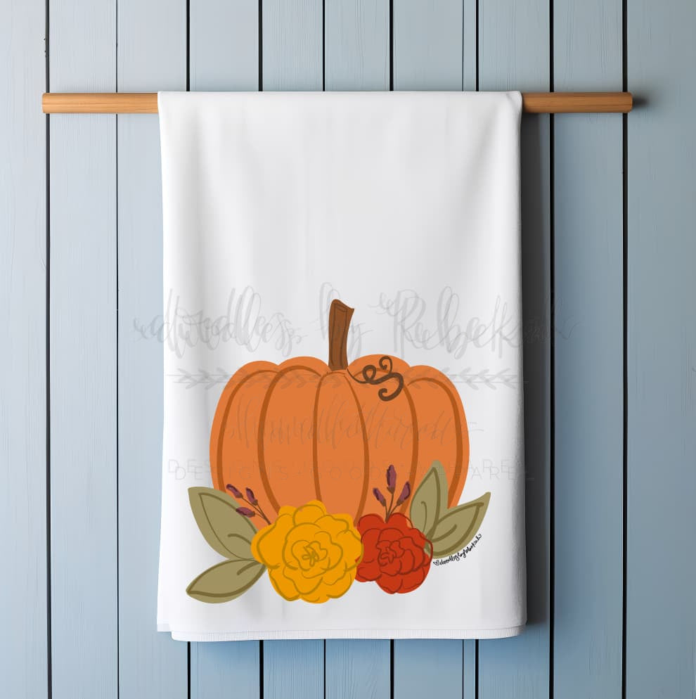 Floral Pumpkin Tea Towel - Tea Towels