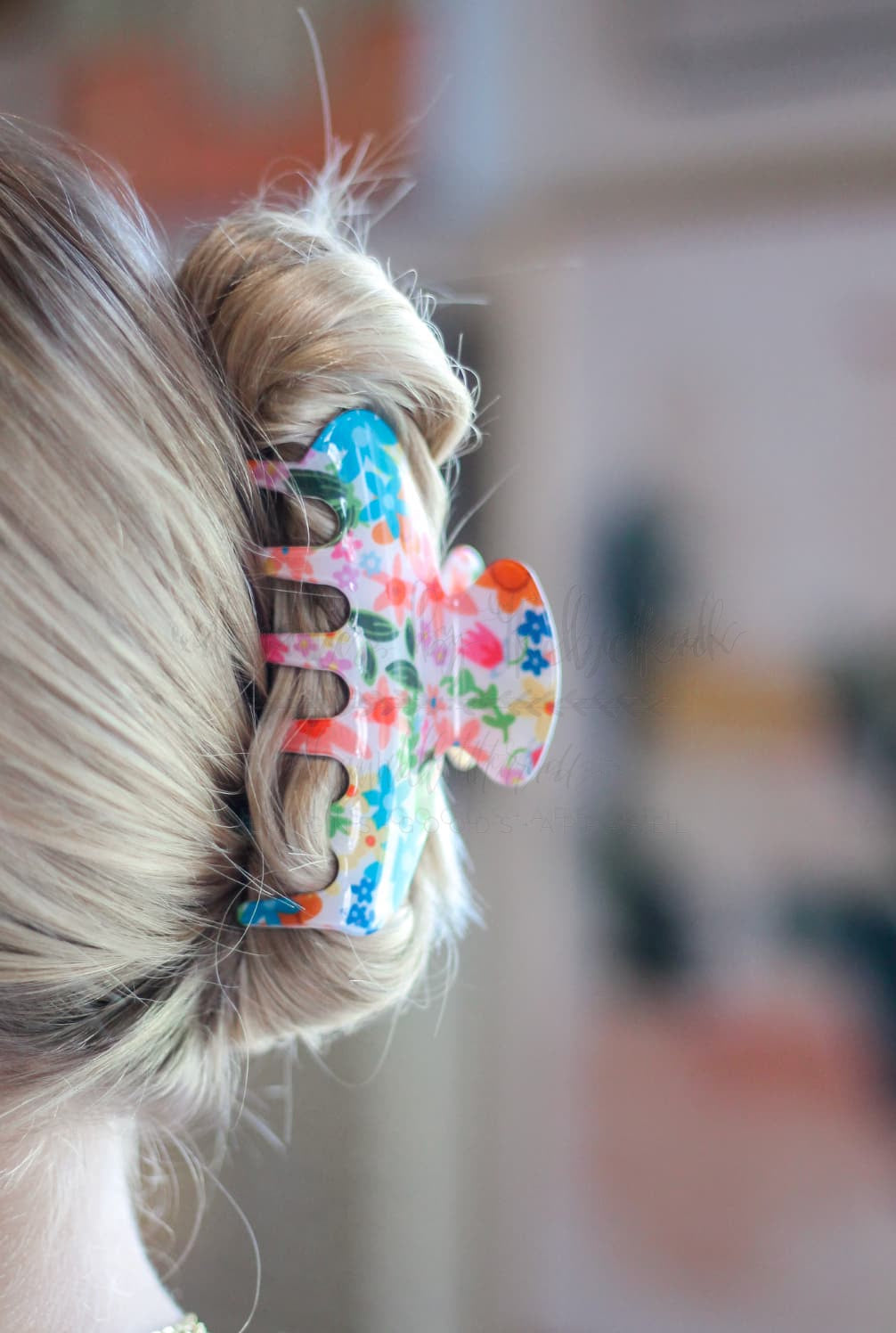 Floral with Greenery Claw Clip