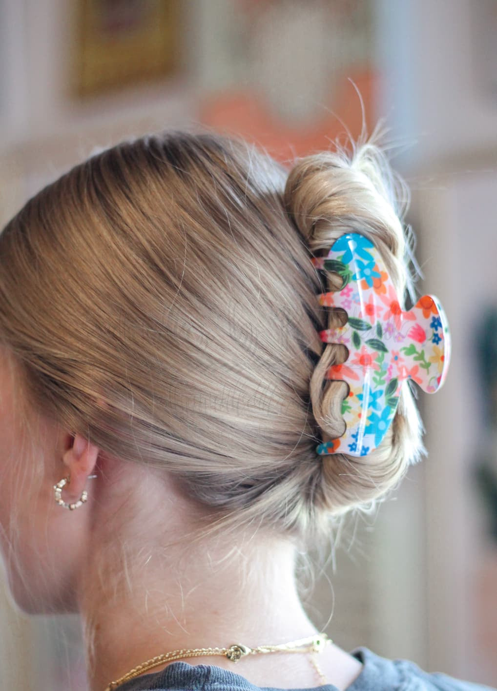 Floral with Greenery Claw Clip
